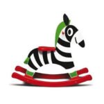 Rocking Zebra Wooden Toy for Kids, Durable Red Base Toddler Ride-On Balance Play Chair