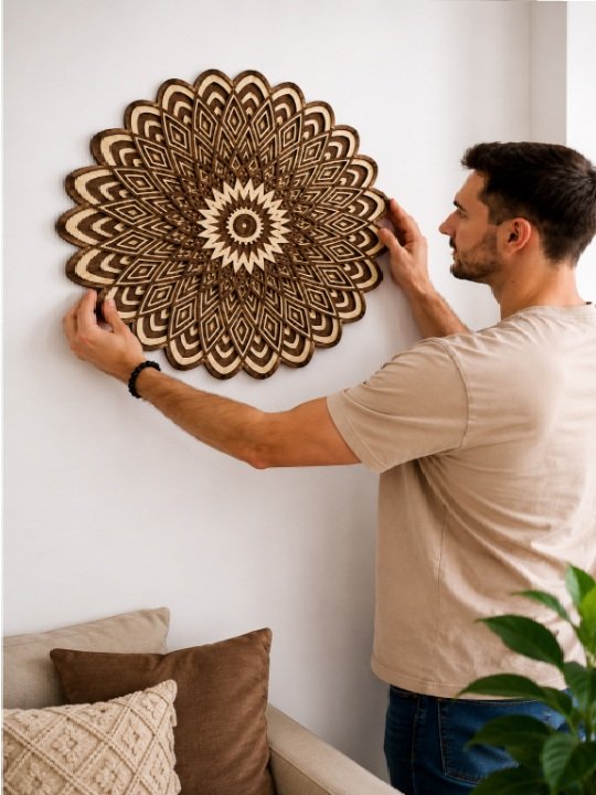 Intricate Layered Wooden Mandala Wall Art | Geometric Floral Mandala Décor | Premium Artistic Home Accent - Image 3