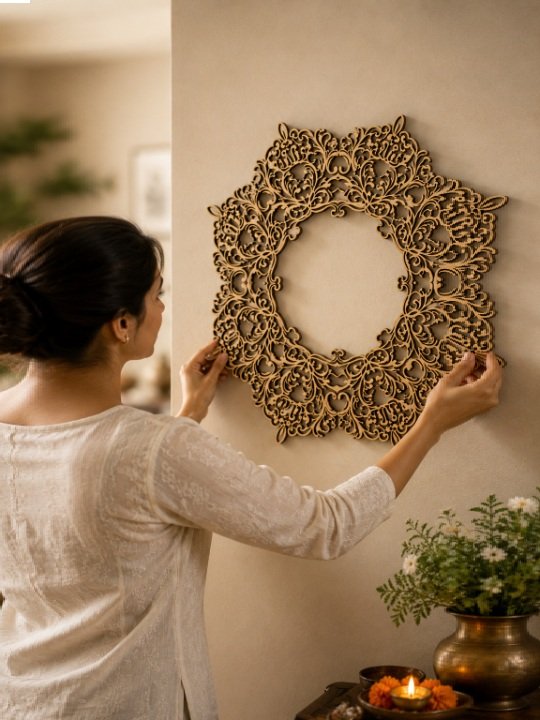 Intricate Wooden Mandala Wall Art | Handcrafted Circular Mandala Décor | Spiritual & Artistic Home Accent - Image 3