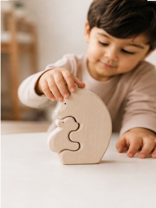 Minimalist Wooden Bear Figurine | Handcrafted Mother & Baby Bear Showpiece | Cute Nursery & Home Décor - Image 6