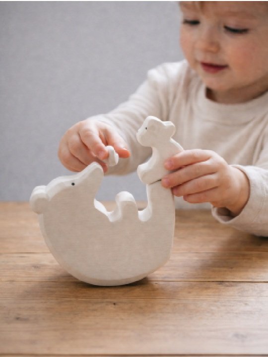 Minimalist Wooden Bear Figurine | Handcrafted Mother & Baby Bear Showpiece | Cute Nursery & Home Décor - Image 3