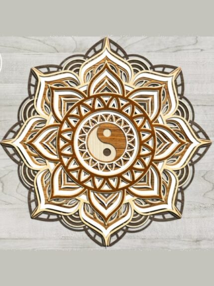 Yin Yang Mandala Wooden Wall Art | Layered Spiritual Mandala Décor | Harmony & Balance Home Accent