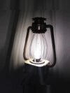 Vintage Wooden Hurricane Lantern | Retro Decorative Accent Table Lamp for Cozy Bedroom Ambiance