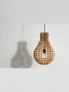 Lightbulb Silhouette Wooden Pendant Light – Architectural Globe Lattice Hanging Ceiling Lamp for Home Decor