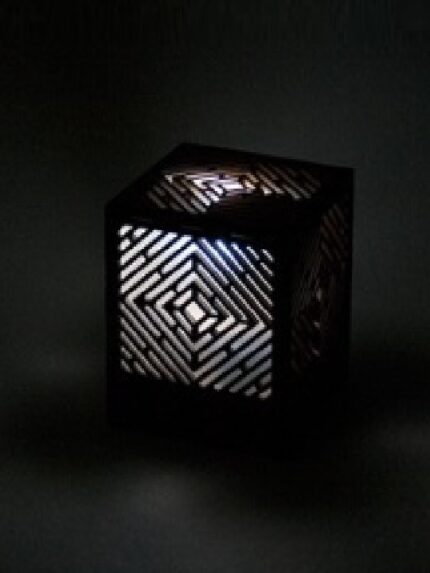 Geometric Concentric Diamond Cube Lamp | 3D Wooden Puzzle Night Light & Ambient Desk Accent