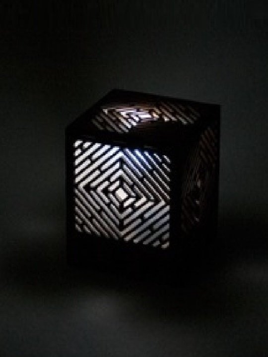 Geometric Concentric Diamond Cube Lamp | 3D Wooden Puzzle Night Light & Ambient Desk Accent