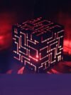 Sci-Fi Cyberpunk Circuit Cube Lamp | Futuristic Wooden Night Light & Geek Decor Desk Accent