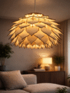 Handcrafted Wooden Pendant Hanging Lamp Elegant Warm Ceiling Light for Living Room Dining Area Home Decor Artisan India Natural Wood Gifting