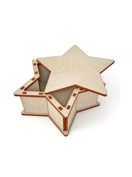 Star Shape Wooden Storage Box with Lid Multipurpose Organizer Jewelry Keepsake Gift Home Decor