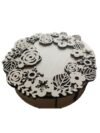 Round Floral Wooden Storage Box with Lid Decorative Organizer Jewelry Gift Home Decor Elegant