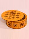 Round Wooden Storage Box with Lid Geometric Design Organizer Jewelry Gift Home Decor Elegant