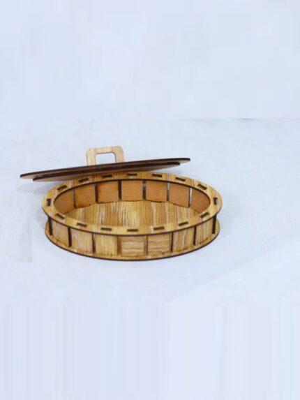 Round Wooden Storage Box with Lid Multipurpose Organizer Jewelry Trinket Holder Home Decor Gift