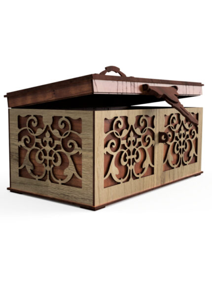Premium Wooden Storage Box with Lid Carved Design Organizer Jewelry Gift Home Decor Elegant