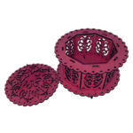 Round Decorative Wooden Storage Box with Lid Laser Cut Organizer Jewelry Gift Home Decor