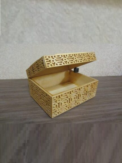 Laser Cut Wooden Jewelry Box with Hinged Lid Decorative Storage Case for Accessories Gifts