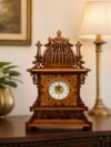 Ornate Cathedral Dome Wooden Mantel Clock Vintage Desktop Decorative Timepiece