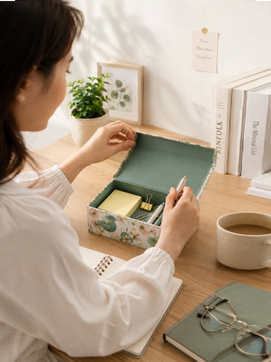 Botanical Floral Print Magnetic Flip Top Jewelry Organizer Box and Premium Keepsake Case - Image 3