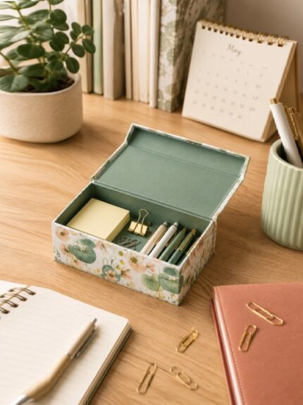 Botanical Floral Print Magnetic Flip Top Jewelry Organizer Box and Premium Keepsake Case